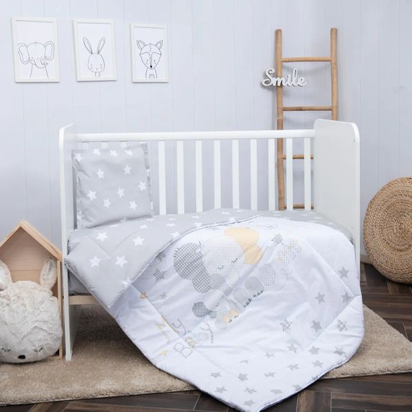bebeshki-spalen-komplekt-set-cosy-3-chasti-slonche-zvezda-sivo-lorelli-bebeland.jpg - 1