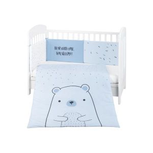 Детски спален комплект 2 части EU Style KIKKABOO 70х140 см. - Bear With Me Blue