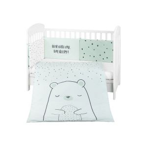 Детски спален комплект 2 части EU Style KIKKABOO 70х140 см. - Bear With Me Mint