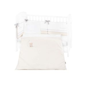 Детски спален комплект с бродерия 6 части KIKKABOO 60х120 см. - Dream Big Beige